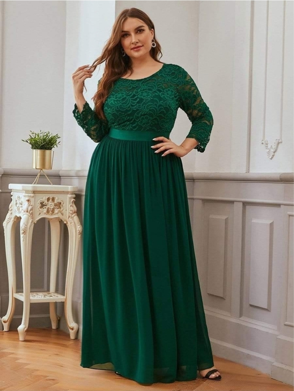 Ever Pretty Emerald Green Lace Bodice Maxi Dress